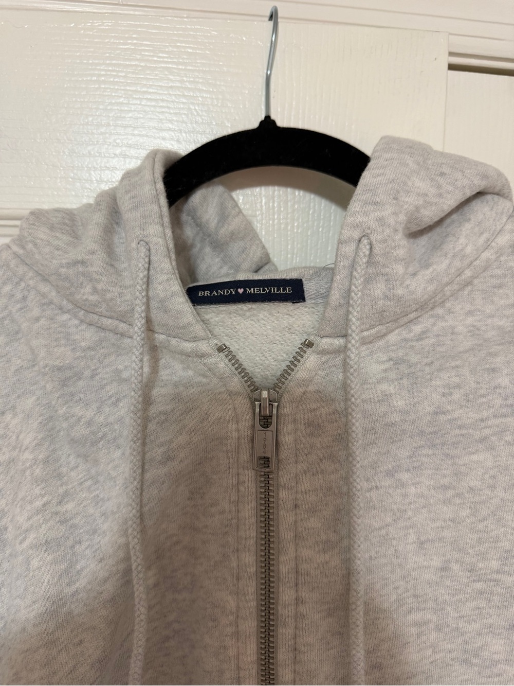 Brandy Melville Light Grey Zip-Up Hoodie Jacket - Picture 2 of 3